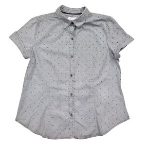 VTG 90's Liz Claiborne Button Short Sleeve Top Shirt Diamond AOP Womens‎ Medium